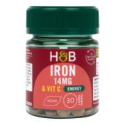 Holland & Barrett Iron & Vitamin C 14mg 30 Tablets